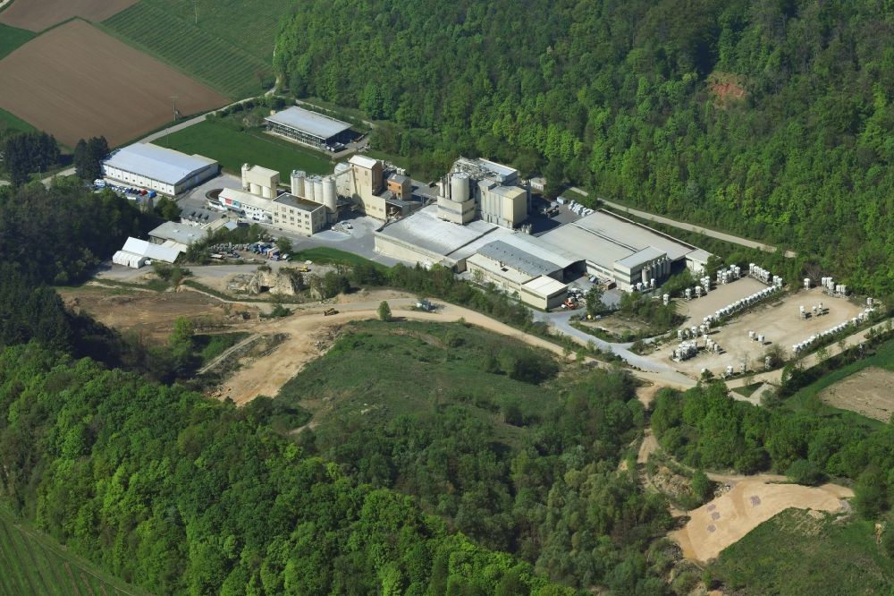 Aerial image Bollschweil - Building and production halls on the premises of Knauf Marmorit GmbH in Bollschweil in the state Baden-Wurttemberg, Germany
