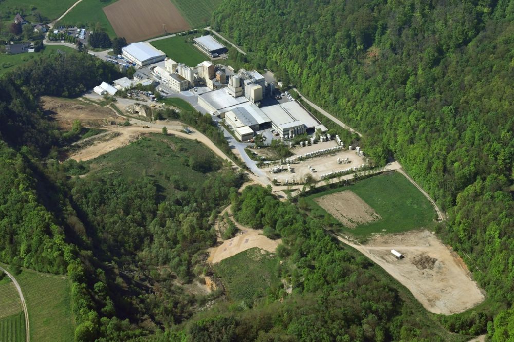Aerial photograph Bollschweil - Building and production halls on the premises of Knauf Marmorit GmbH in Bollschweil in the state Baden-Wurttemberg, Germany