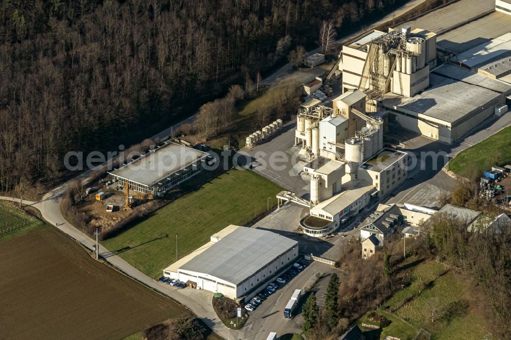 Aerial photograph Bollschweil - Building and production halls on the premises of Knauf Marmorit GmbH in Bollschweil in the state Baden-Wurttemberg, Germany
