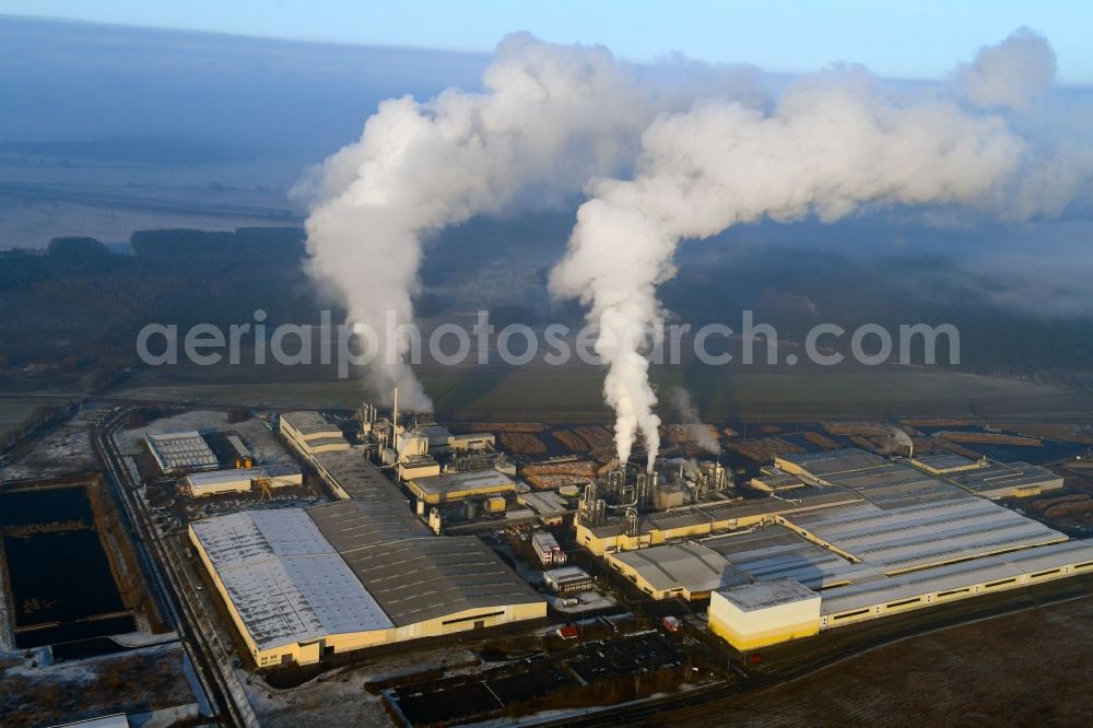 Aerial photograph Heiligengrabe - Building and production halls on the premises of KRONOTEX GmbH in Heiligengrabe in the state Brandenburg, Germany