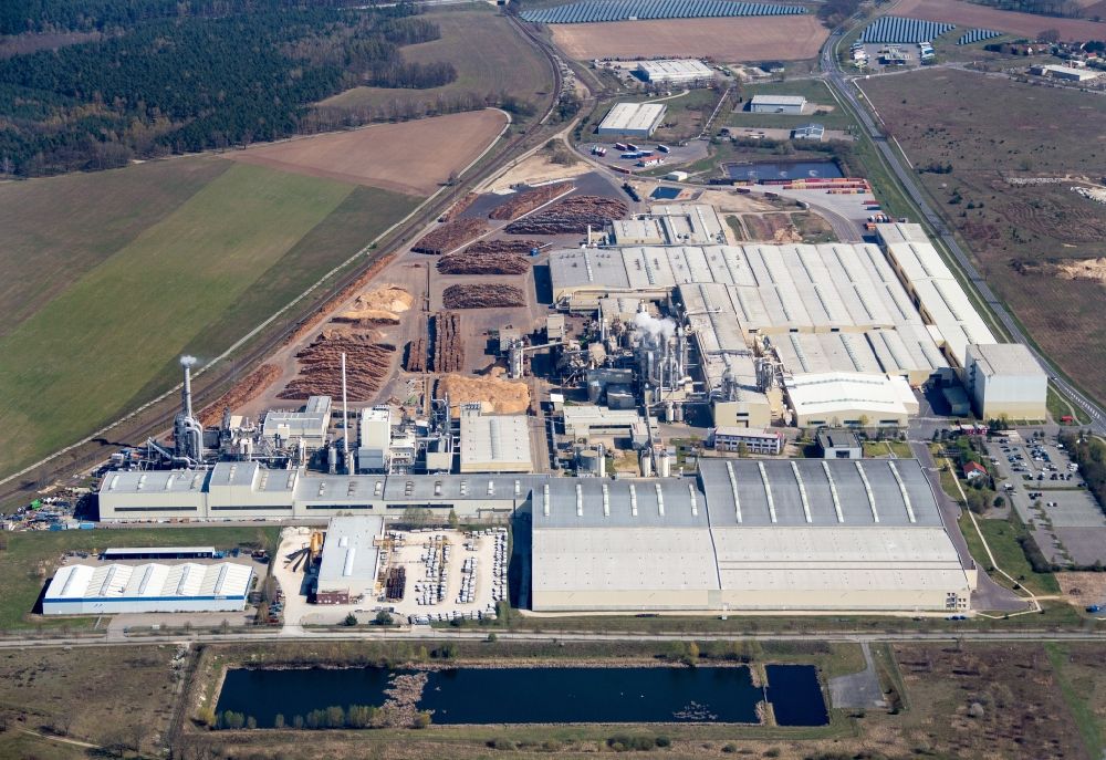 Aerial photograph Heiligengrabe - Building and production halls on the premises of KRONOTEX GmbH in Heiligengrabe in the state Brandenburg, Germany