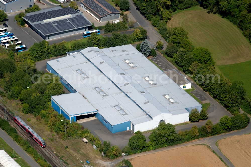 Lauda-Königshofen from above - Building and production halls on the premises Lauda-Koenigshofen Tubes & Cores along the Tauberstrasse in Lauda-Koenigshofen in the state Baden-Wurttemberg, Germany
