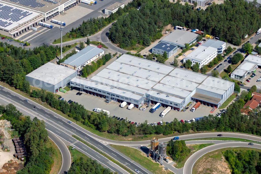 Roth from above - Building and production halls on the premises of Leoni Kabel GmbH Gildestrasse in Roth in the state Bavaria, Germany