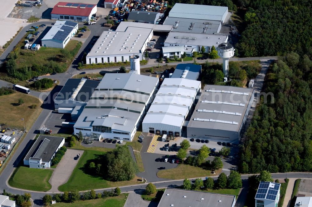 Osterburken from the bird's eye view: Building and production halls on the premises of LTI-Metalltechnik GmbH at Industriepark in Osterburken in the state Baden-Wurttemberg, Germany