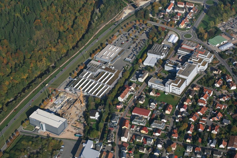 Maulburg from the bird's eye view: Buildings and halls on the premises of measurement and control company Endress and Hauser Maulburg in the state Baden-Wurttemberg