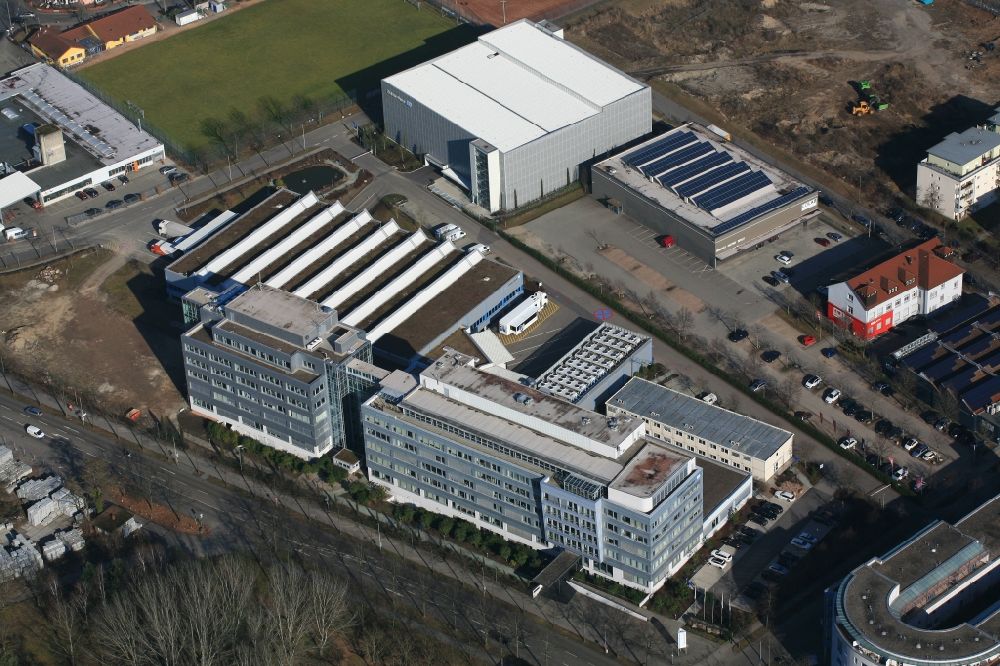 Aerial image Weil am Rhein - Buildings and halls on the premises of measurement and control company Endress and Hauser in the district Friedlingen in Weil am Rhein in the state Baden-Wuerttemberg