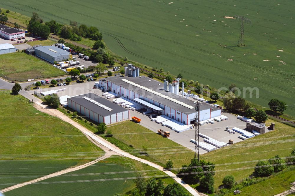 Aerial photograph Seefeld-Löhme - Building and production halls on the premises of Mogat-Werke Adolf Boeving GmbH on street Gewerbeparkstrasse in Seefeld-Loehme in the state Brandenburg, Germany