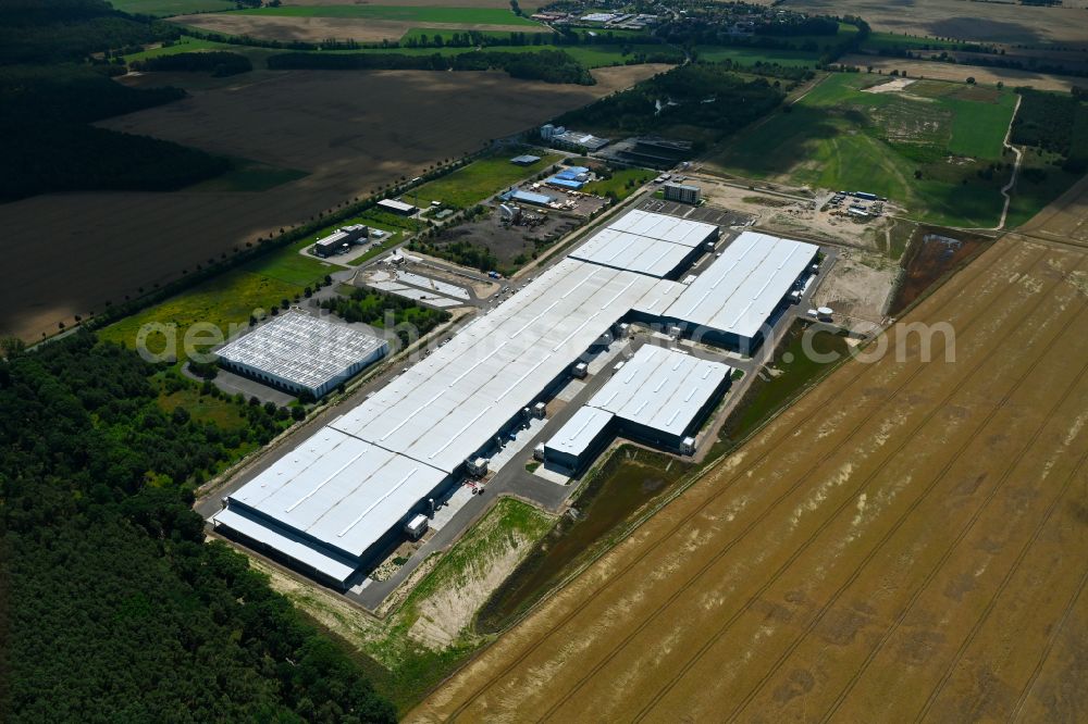 Aerial image Möckern - Building and production halls on the premises Nokera - Green-Construction-Factory in the district Stegelitz in Moeckern in the state Saxony-Anhalt, Germany