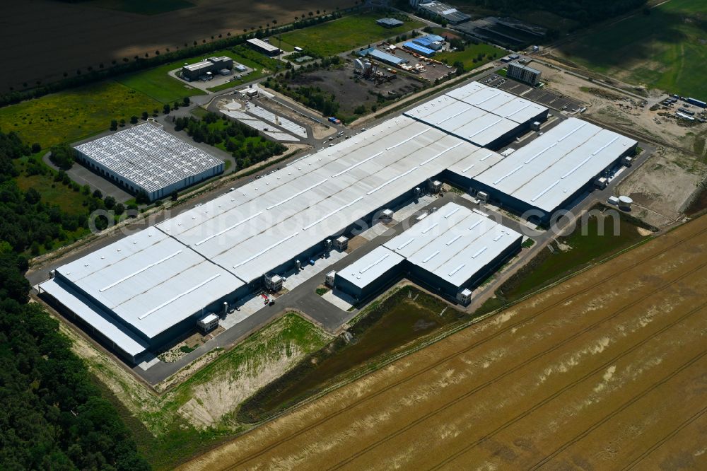 Aerial photograph Möckern - Building and production halls on the premises Nokera - Green-Construction-Factory in the district Stegelitz in Moeckern in the state Saxony-Anhalt, Germany