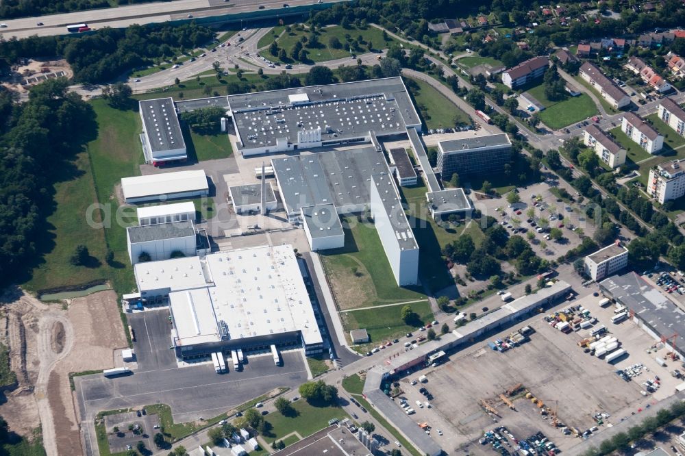 Aerial image Ettlingen - Building and production halls on the premises of Dr. Oetker Professional in Ettlingen in the state Baden-Wuerttemberg