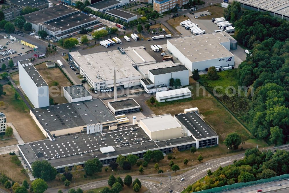 Ettlingen from the bird's eye view: Building and production halls on the premises of Dr. Oetker Professional on Moerscher Straesse in Ettlingen in the state Baden-Wurttemberg, Germany