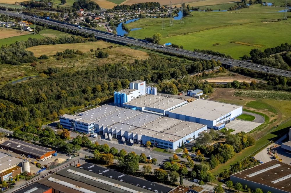 Hamm from above - Building and production halls on the premises of PCI Augsburg GmbH in the district Uentrop in Hamm in the state North Rhine-Westphalia, Germany