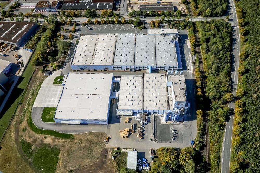Aerial image Hamm - Building and production halls on the premises of PCI Augsburg GmbH in the district Uentrop in Hamm in the state North Rhine-Westphalia, Germany
