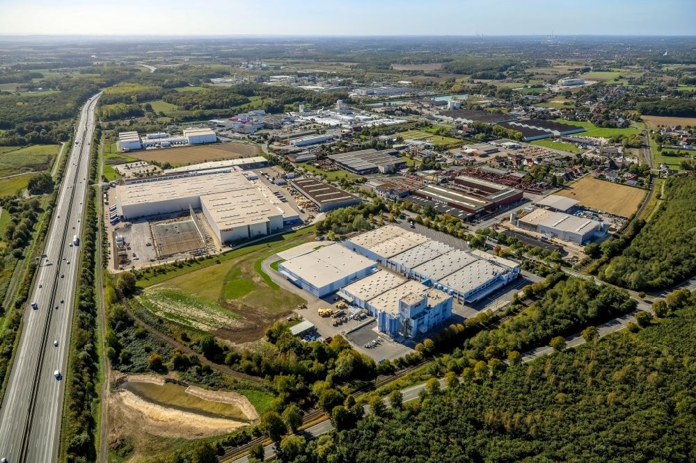 Aerial photograph Hamm - Building and production halls on the premises of PCI Augsburg GmbH in the district Uentrop in Hamm in the state North Rhine-Westphalia, Germany