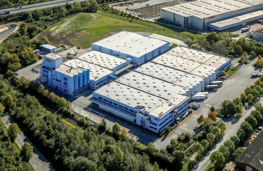Hamm from above - Building and production halls on the premises of PCI Augsburg GmbH in the district Uentrop in Hamm in the state North Rhine-Westphalia, Germany