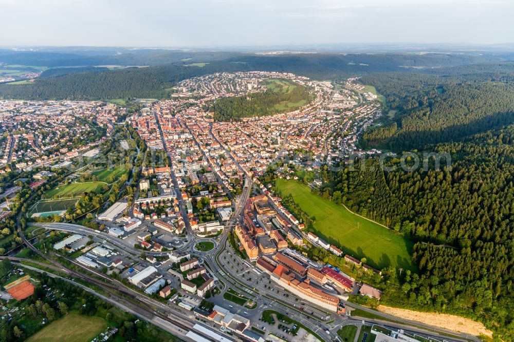 Tuttlingen from the bird's eye view: Building and production halls on the premises of the pharmaceutical manufacturers Aesculap AG in Tuttlingen in the state Baden-Wurttemberg, Germany