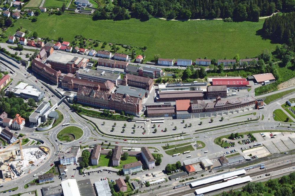 Tuttlingen from above - Building and production halls on the premises of the pharmaceutical manufacturers Aesculap AG in Tuttlingen in the state Baden-Wurttemberg, Germany