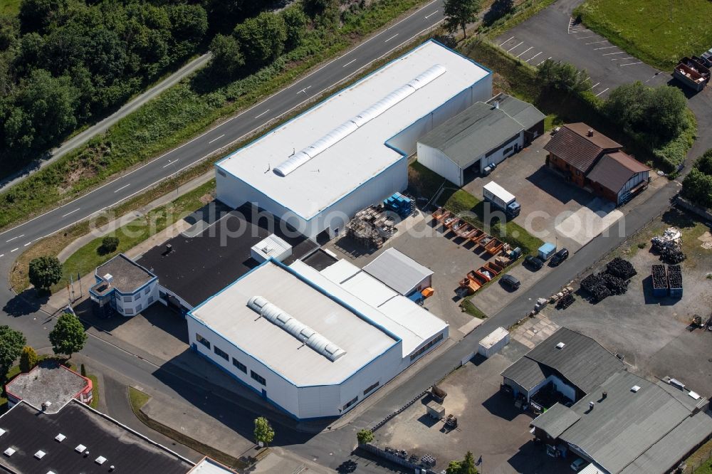 Haiger from the bird's eye view: Building and production halls on the premises PMS-W. Pulverich GmbH Metallverarbeitung on Dieselstrasse in Haiger in the state Hesse, Germany