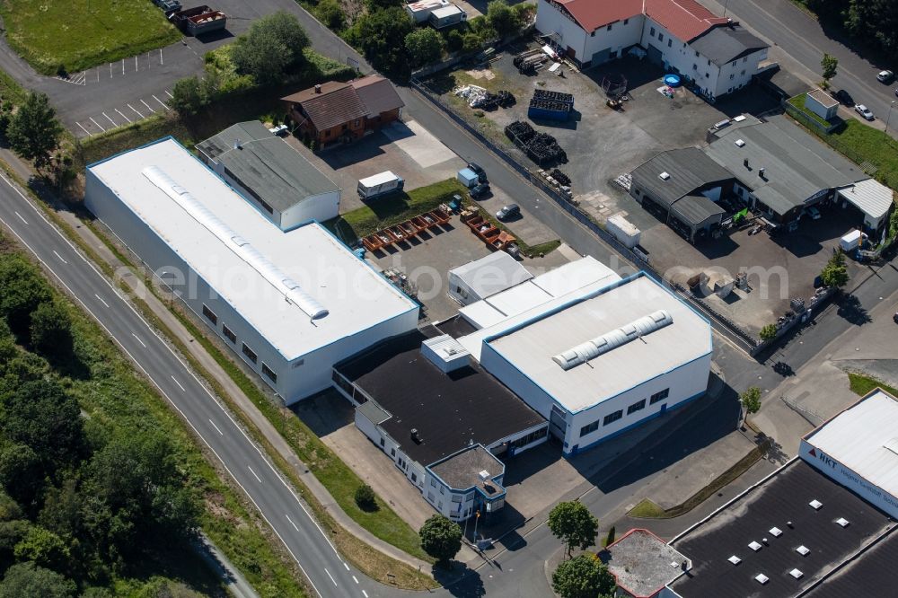 Haiger from above - Building and production halls on the premises PMS-W. Pulverich GmbH Metallverarbeitung on Dieselstrasse in Haiger in the state Hesse, Germany