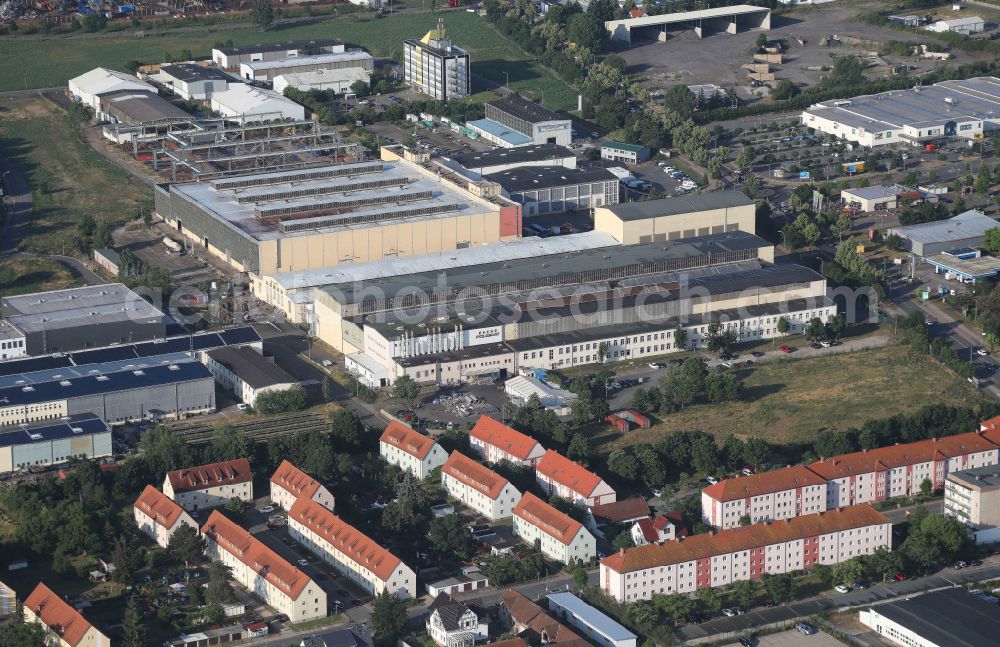 Aerial photograph Arnstadt - Building and production halls on the premises of Poligrat GmbH on street Emil-Passburg-Strasse in the district Rudisleben in Arnstadt in the state Thuringia, Germany