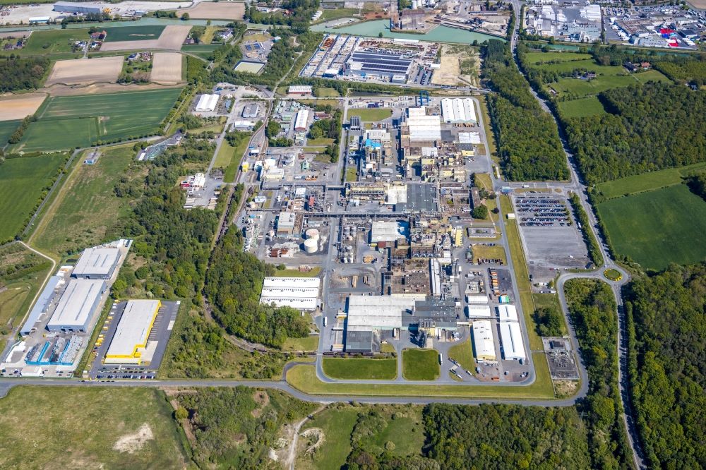 Aerial photograph Hamm - Building and production halls on the premises of Du Pont de Nemours (Deutschland) GmbH Frielinghauser Strasse in the district Norddinker in Hamm in the state North Rhine-Westphalia