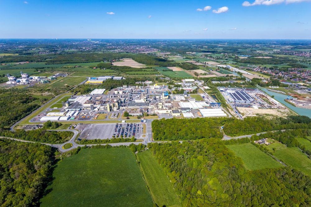Aerial photograph Hamm - Building and production halls on the premises of Du Pont de Nemours (Deutschland) GmbH Frielinghauser Strasse in the district Norddinker in Hamm in the state North Rhine-Westphalia