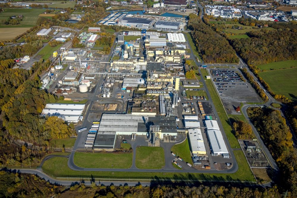 Aerial image Hamm - Building and production halls on the premises of Du Pont de Nemours (Deutschland) GmbH Frielinghauser Strasse in the district Norddinker in Hamm at Ruhrgebiet in the state North Rhine-Westphalia