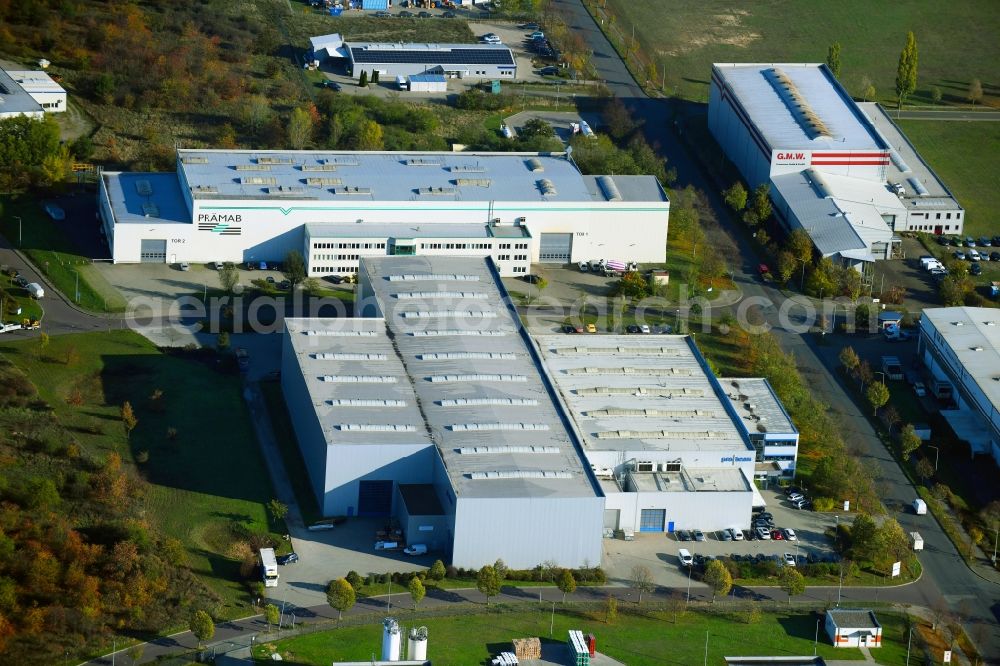 Burg from the bird's eye view: Building and production halls on the premises pro-beam GmbH & Co. KGaA on Lindenallee in Burg in the state Saxony-Anhalt, Germany