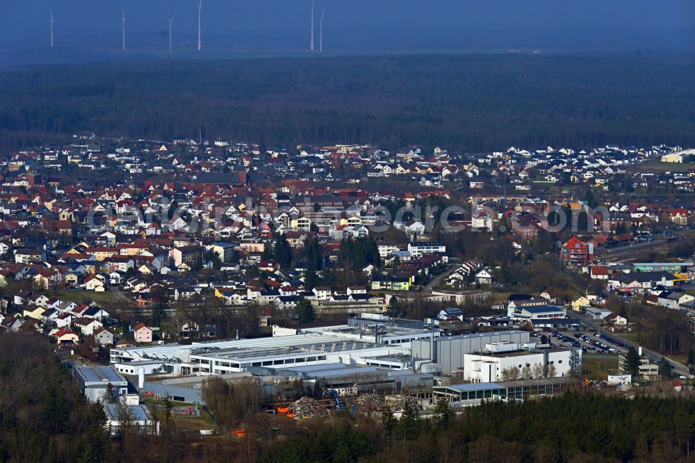 Walldürn from the bird's eye view: Building and production halls on the premises of Procter & Gamble Manufacturing GmbH on street Braunstrasse in the district Altheim in Wallduern in the state Baden-Wuerttemberg, Germany