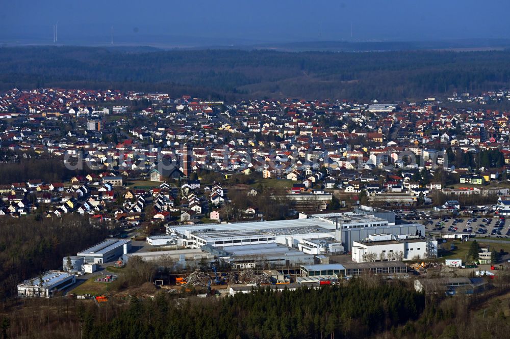 Aerial image Walldürn - Building and production halls on the premises of Procter & Gamble Manufacturing GmbH on street Braunstrasse in the district Altheim in Wallduern in the state Baden-Wuerttemberg, Germany