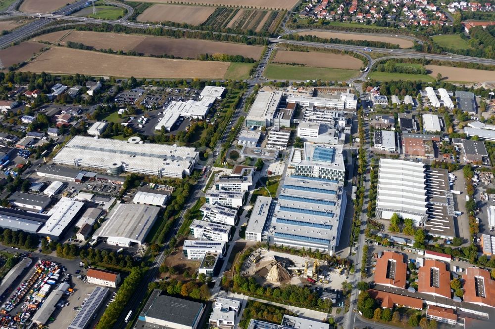 Göttingen from above - Building and production halls on the premises of Sartorius AG in Goettingen in the state Lower Saxony, Germany