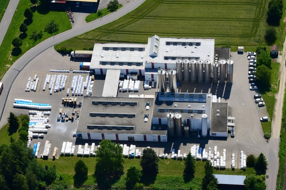 Grießen from the bird's eye view: Building and production halls on the premises of Schaetti GmbH Kunststoff-mahl- factory on Industriestrasse in Griessen in the state Baden-Wuerttemberg, Germany