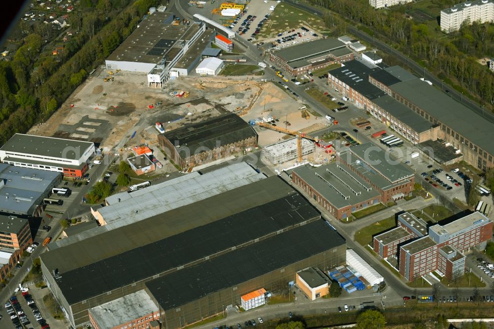 Aerial image Berlin - Building and production halls on the premises of Schienenfahrzeugherstellers Stadler Deutschland GmbH in the district Wilhelmsruh in Berlin, Germany
