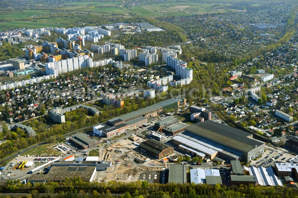 Aerial photograph Berlin - Building and production halls on the premises of Schienenfahrzeugherstellers Stadler Deutschland GmbH in the district Wilhelmsruh in Berlin, Germany