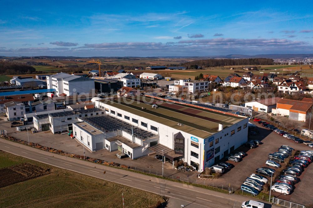 Hochdorf from above - Building and production halls on the premises of Schobertechnologies GmbH on street Industriestrasse in Hochdorf in the state Baden-Wuerttemberg, Germany