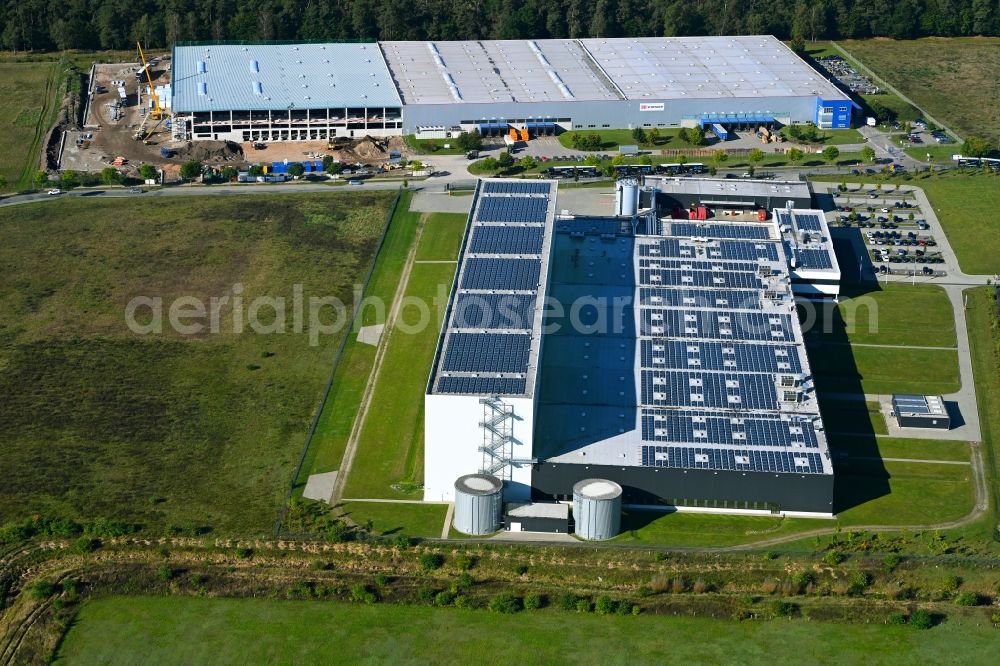 Gallin from the bird's eye view: Building and production halls on the premises of Schur Pack Germany GmbH on street Neu-Galliner Ring in Gallin in the state Mecklenburg - Western Pomerania, Germany