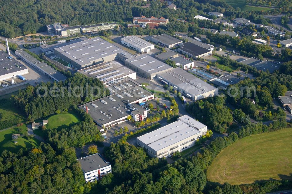 Lüdenscheid from the bird's eye view: Building and production halls on the premises of the Seuster KG in Luedenscheid in the state North Rhine-Westphalia, Germany