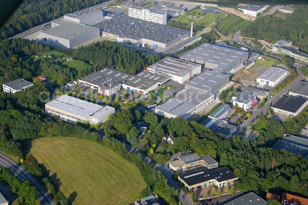 Aerial image Lüdenscheid - Building and production halls on the premises of the Seuster KG in Luedenscheid in the state North Rhine-Westphalia, Germany