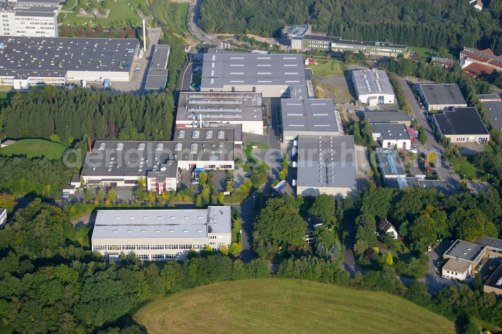 Aerial photograph Lüdenscheid - Building and production halls on the premises of the Seuster KG in Luedenscheid in the state North Rhine-Westphalia, Germany
