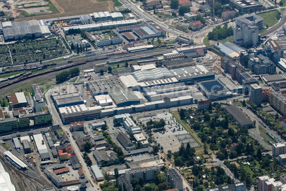 Graz from above - Building and production halls on the premises of Siemens AG on Eggenberger Strasse in the district Gries in Graz in Steiermark, Austria