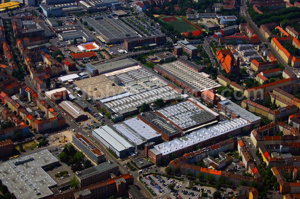 Nürnberg from above - Building and production halls on the premises of SIEMENS AG in the district Gugelstrasse in Nuremberg in the state Bavaria, Germany