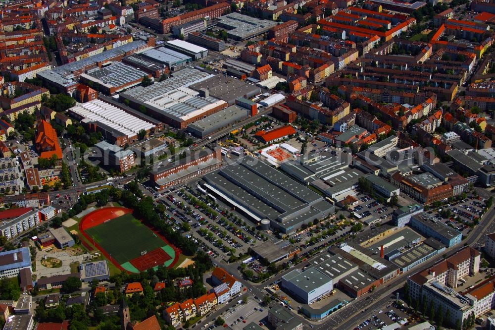 Nürnberg from the bird's eye view: Building and production halls on the premises of SIEMENS AG in the district Gugelstrasse in Nuremberg in the state Bavaria, Germany
