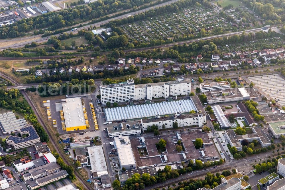 Karlsruhe from above - Building and production halls on the premises Siemens in the district Knielingen in Karlsruhe in the state Baden-Wurttemberg, Germany