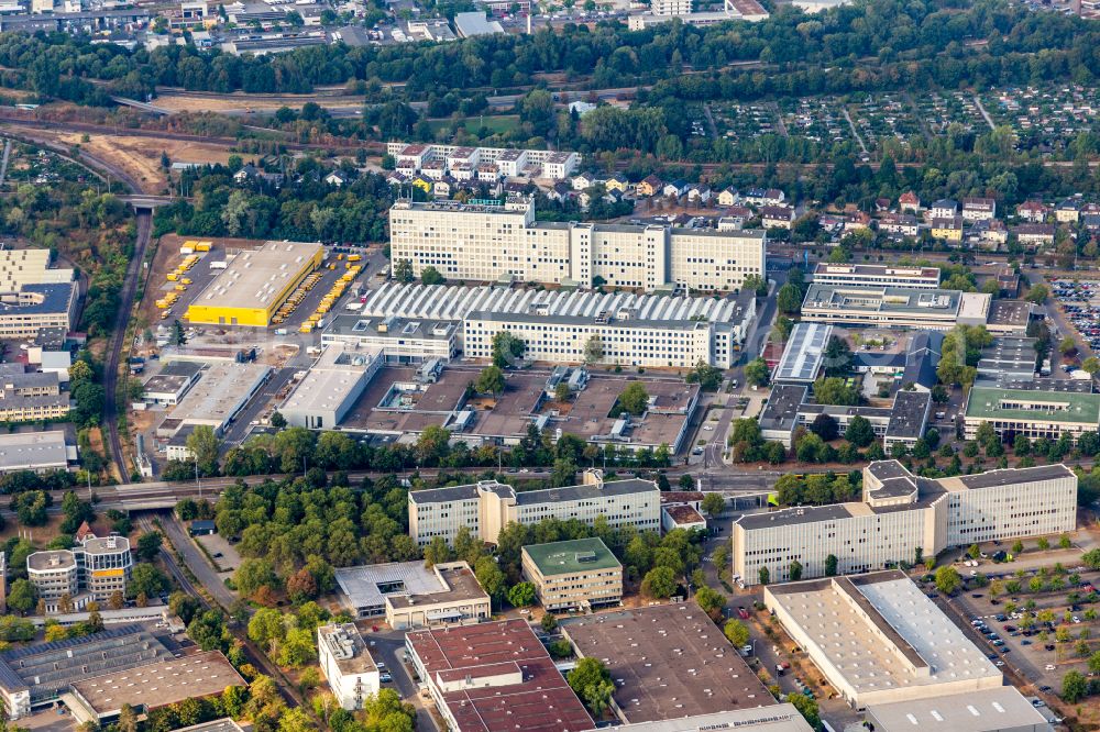 Karlsruhe from the bird's eye view: Building and production halls on the premises Siemens on street Siemensallee in the district Knielingen in Karlsruhe in the state Baden-Wurttemberg, Germany