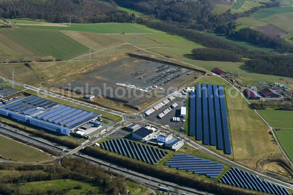 Niestetal from the bird's eye view: Building and production halls on the premises of SMA in Niestetal in the state Hesse, Germany