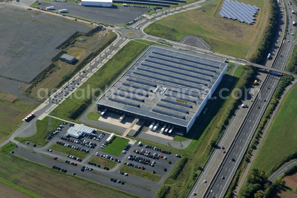 Niestetal from above - Building and production halls on the premises of SMA Solar Technology AG in Niestetal in the state Hesse