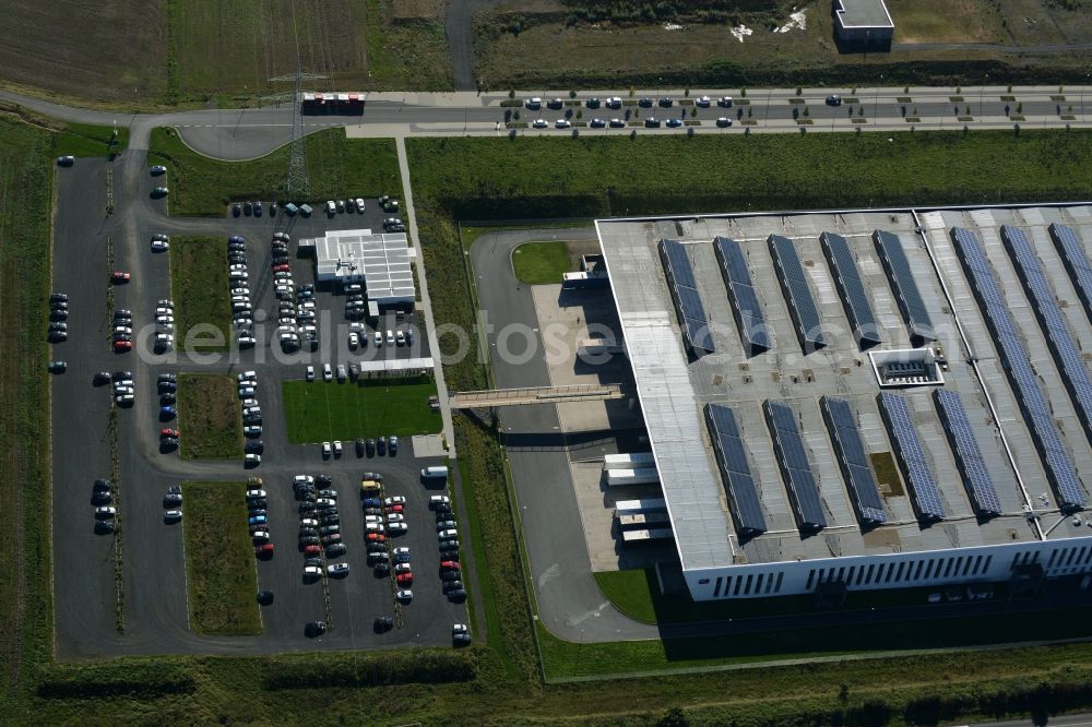 Niestetal from the bird's eye view: Building and production halls on the premises of SMA Solar Technology AG in Niestetal in the state Hesse