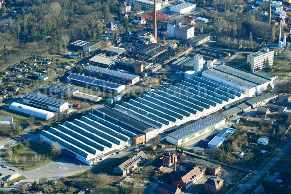Aerial photograph Spremberg - Building and production halls on the premises of SPRELA GmbH on Westbahnstrasse in Spremberg in the state Brandenburg, Germany