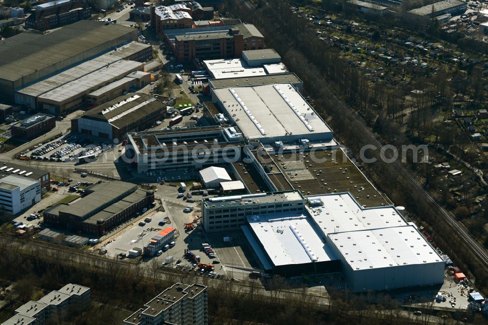 Aerial image Berlin - Extension - new building - construction site on the factory premises of Stadler Deutschland GmbH on street Lessingstrasse in the district Wilhelmsruh in Berlin, Germany