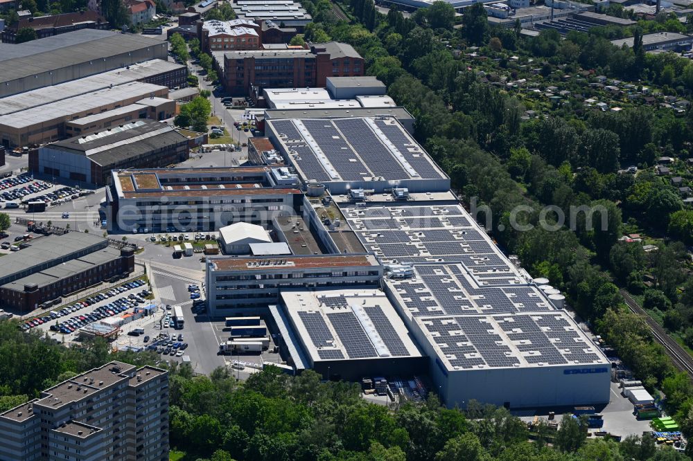 Berlin from the bird's eye view: Extension - new building - construction site on the factory premises of Stadler Deutschland GmbH on street Lessingstrasse in the district Wilhelmsruh in Berlin, Germany